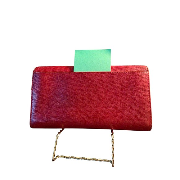 Vintage COACH Hamptons? Red Full-Sz Wallet Tri-Fold Clutch Textured Leather HTF - Picture 4 of 13